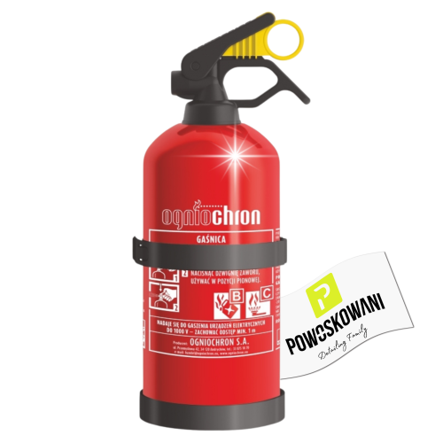 Gaśnica samochodowa proszkowa 1kg BC z wieszakiem - 2025 rok